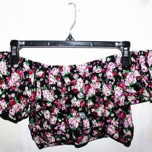 Floral Off the Shoulder Crop Top